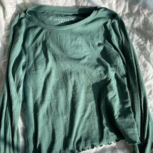 Shrunken Long Sleeve Teal Top